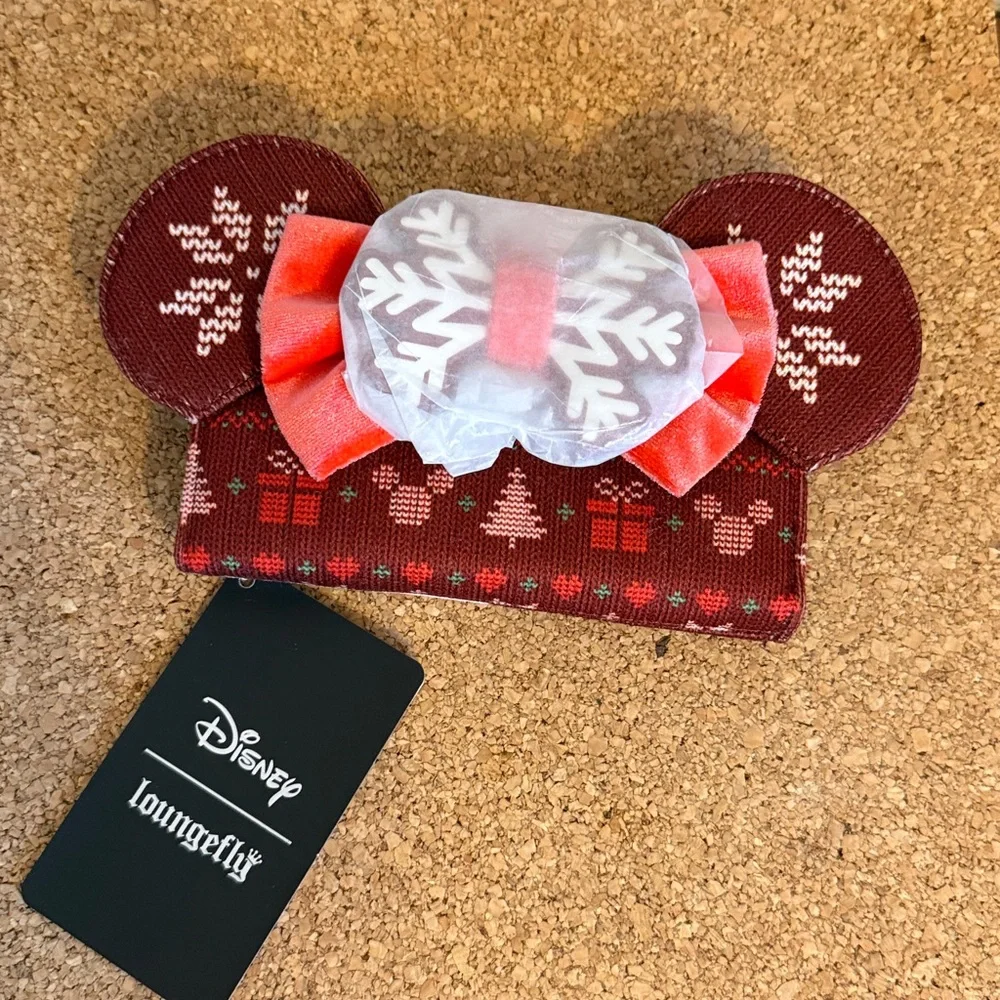 Holiday Minnie Ear Wallet with Red Bow